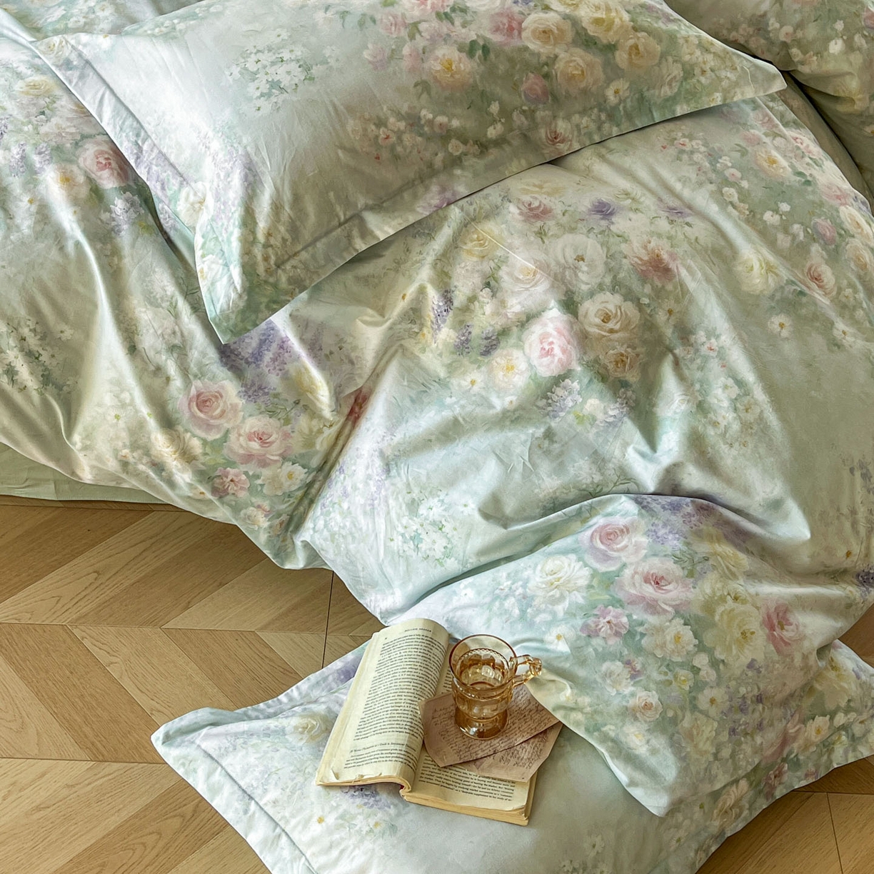 91家纺网 家纺一手货源 找家纺 典曼家纺 2026新款纯棉花卉系列全棉印花四件套 花悦容