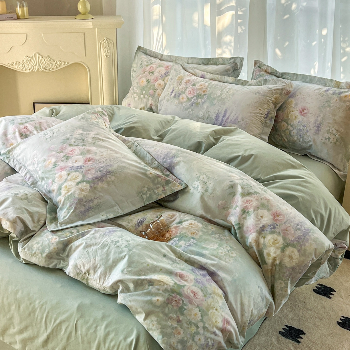 91家纺网 家纺一手货源 找家纺 典曼家纺 2026新款纯棉花卉系列全棉印花四件套 花悦容