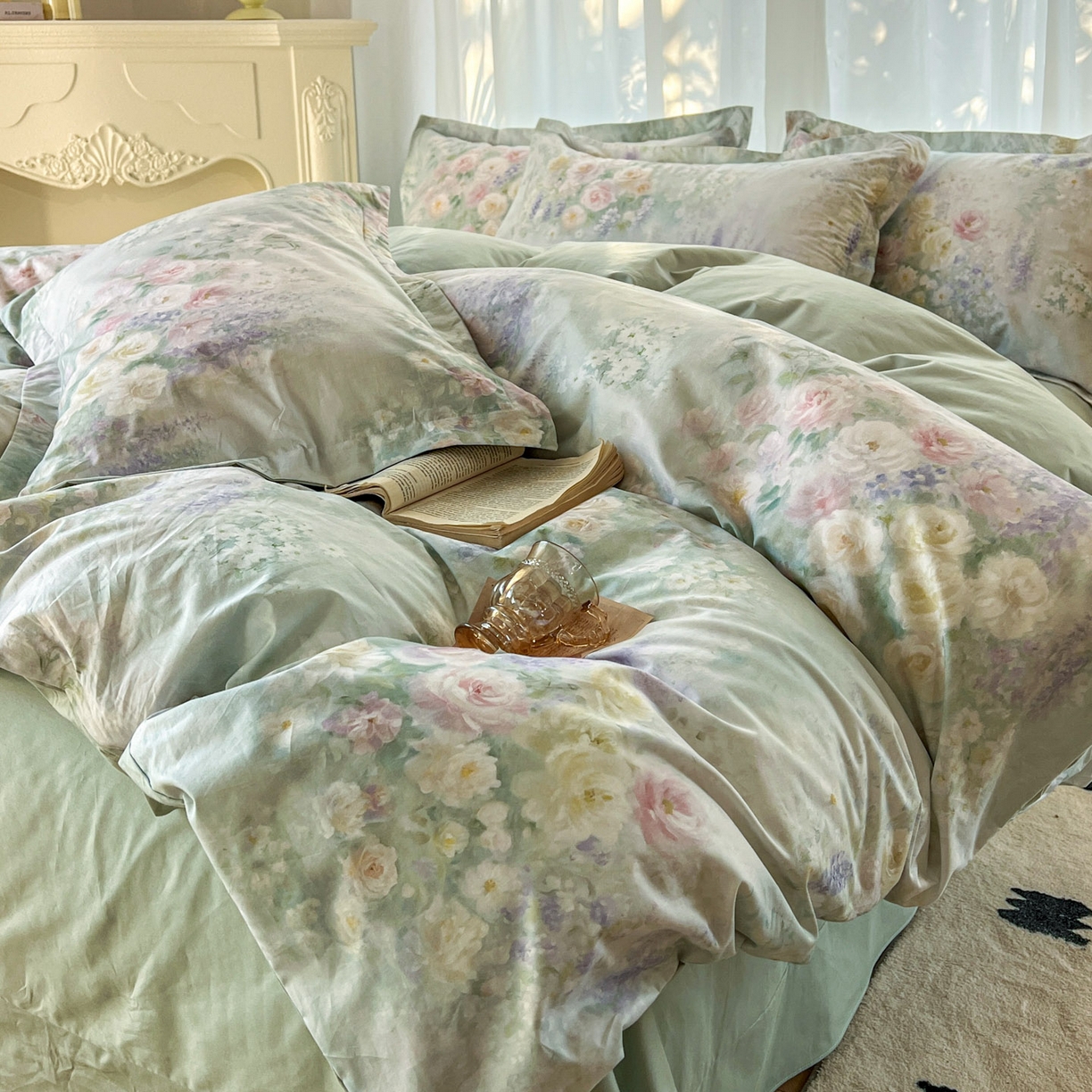 91家纺网 家纺一手货源 找家纺 典曼家纺 2026新款纯棉花卉系列全棉印花四件套 花悦容