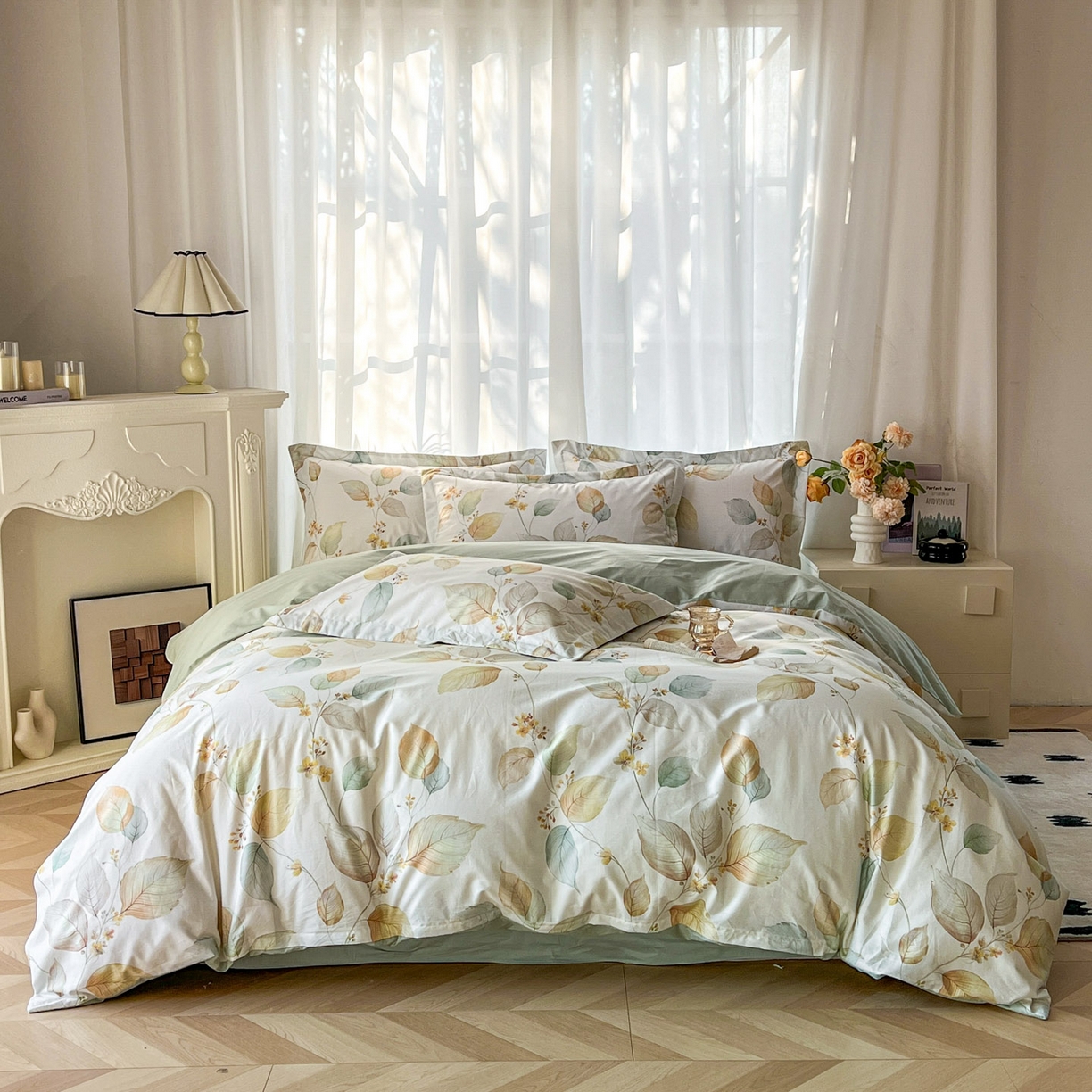 91家纺网 家纺一手货源 找家纺 典曼家纺 2026新款纯棉花卉系列全棉印花四件套 佳昕-黄