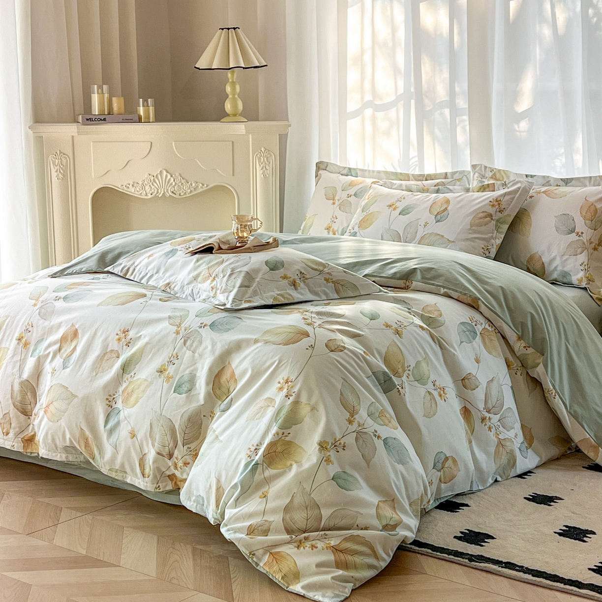 91家纺网 家纺一手货源 找家纺 典曼家纺 2026新款纯棉花卉系列全棉印花四件套 佳昕-黄