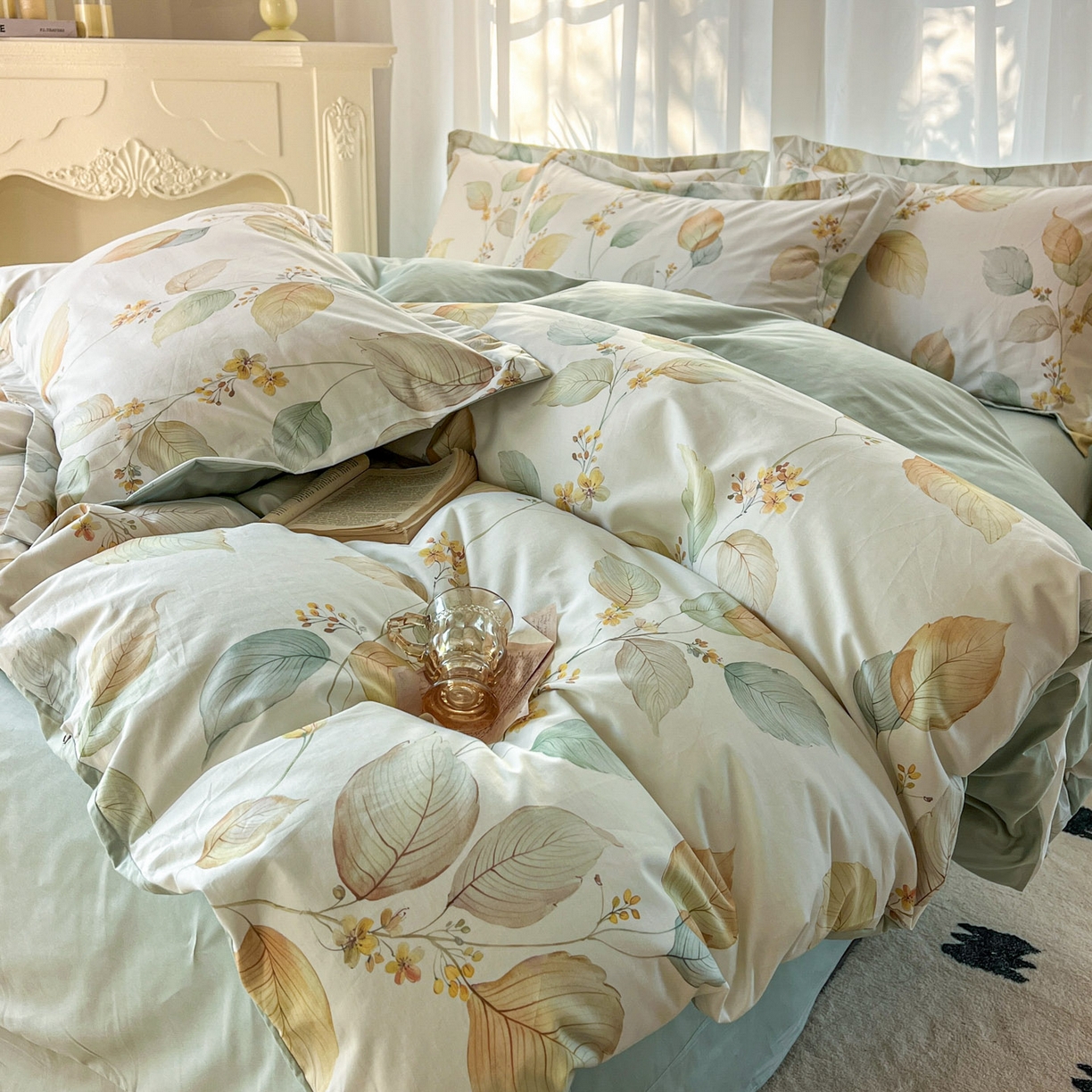 91家纺网 家纺一手货源 找家纺 典曼家纺 2026新款纯棉花卉系列全棉印花四件套 佳昕-黄