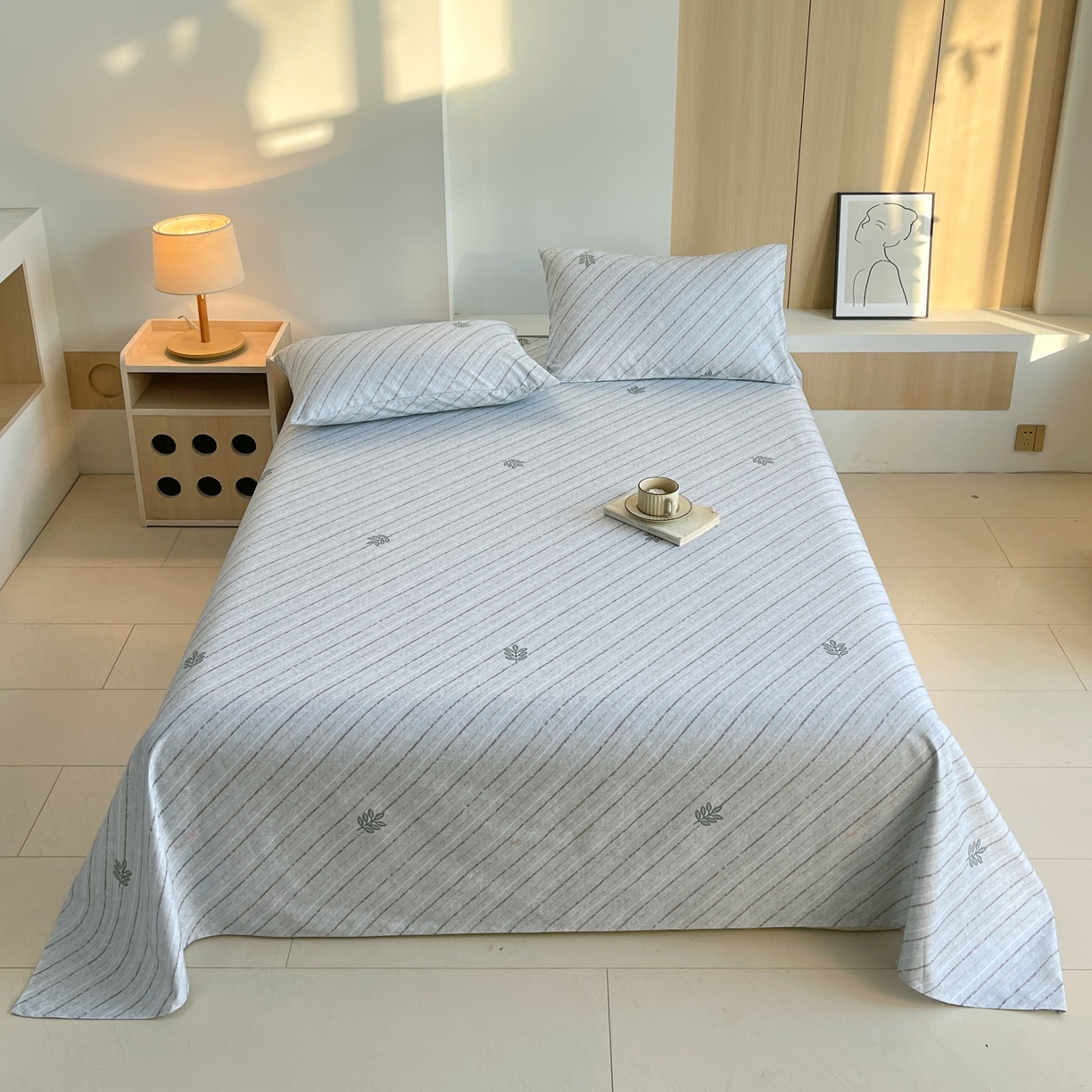 91家纺网 家纺一手货源 找家纺 爱彼家纺 2026年新款全棉老粗布加厚加密高克重凉席席子；单床单花型更好卖，床单三件套 莫奈