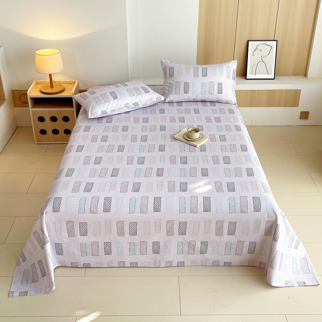 91家纺网 家纺一手货源 找家纺 爱彼家纺 2026年新款全棉老粗布加厚加密高克重凉席席子；单床单花型更好卖，床单三件套 回心转意