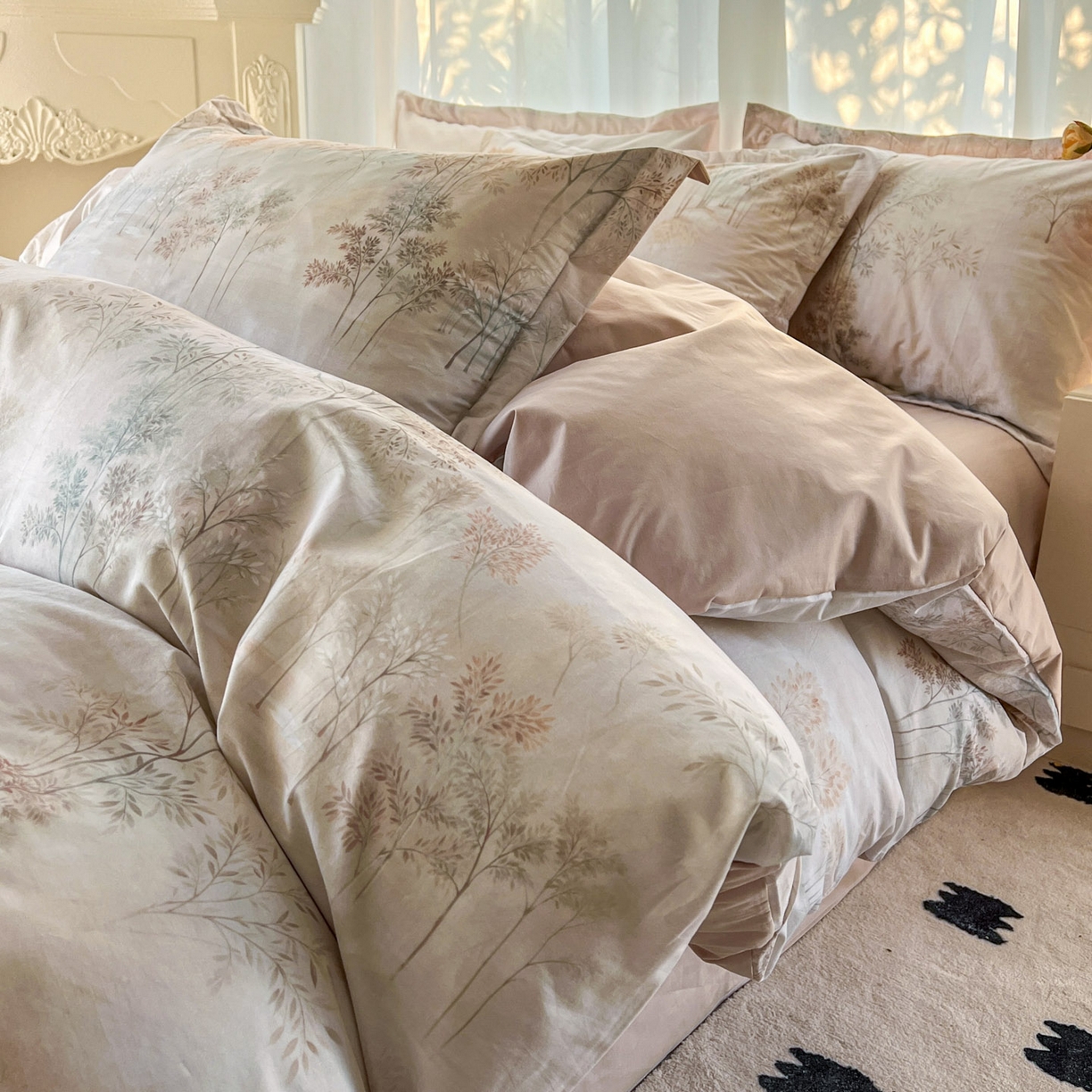 91家纺网 家纺一手货源 找家纺 典曼家纺 2026新款纯棉花卉系列全棉印花四件套 沐霖-桔