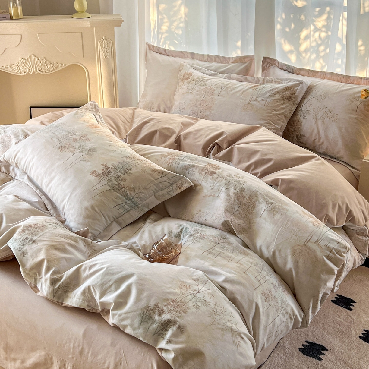 91家纺网 家纺一手货源 找家纺 典曼家纺 2026新款纯棉花卉系列全棉印花四件套 沐霖-桔