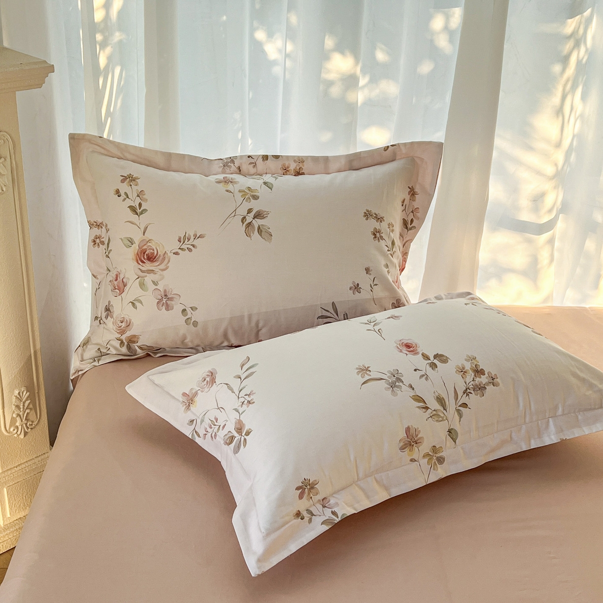 91家纺网 家纺一手货源 找家纺 典曼家纺 2026新款纯棉花卉系列全棉印花四件套 清悠-粉