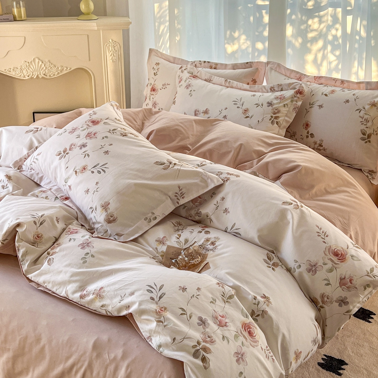 91家纺网 家纺一手货源 找家纺 典曼家纺 2026新款纯棉花卉系列全棉印花四件套 清悠-粉