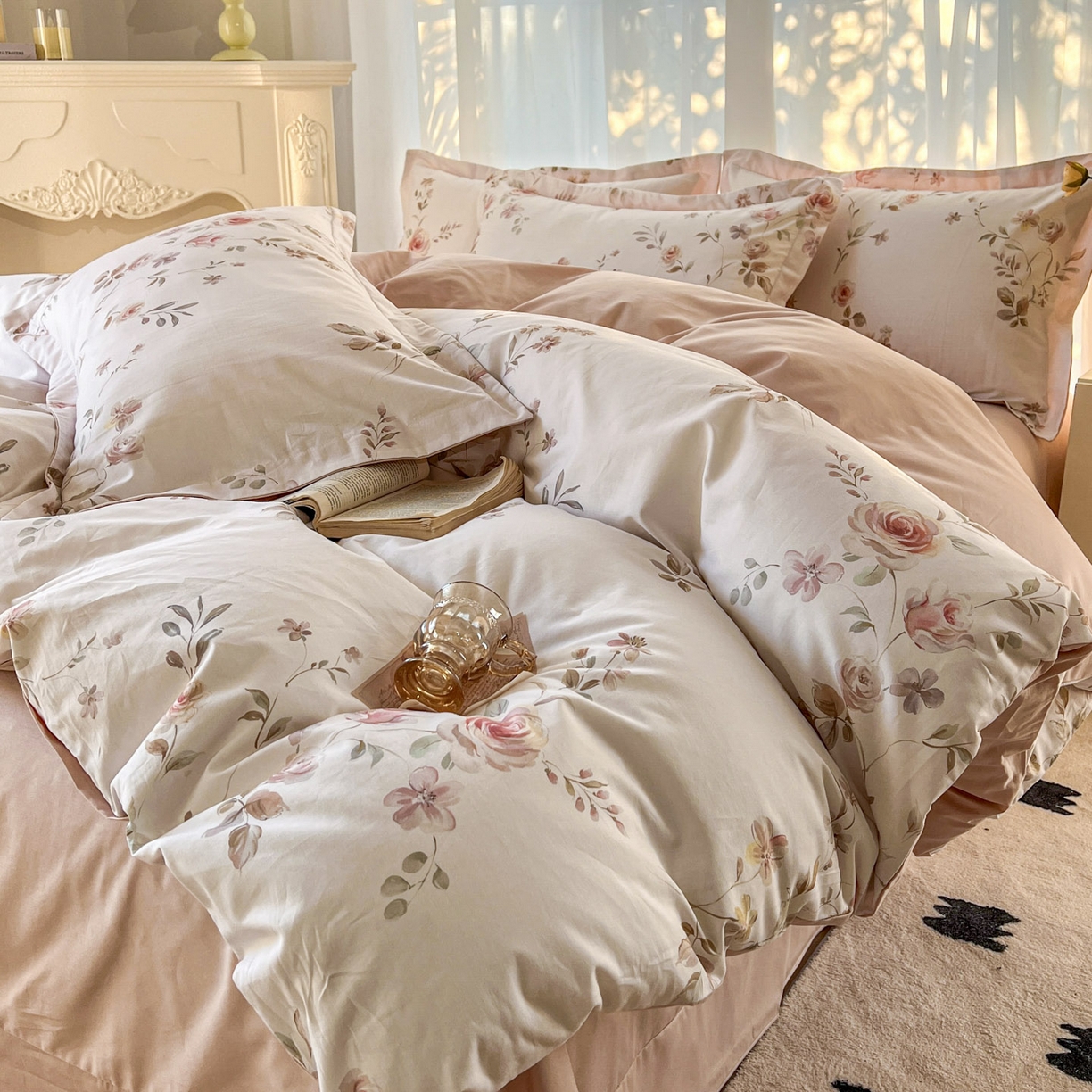 91家纺网 家纺一手货源 找家纺 典曼家纺 2026新款纯棉花卉系列全棉印花四件套 清悠-粉