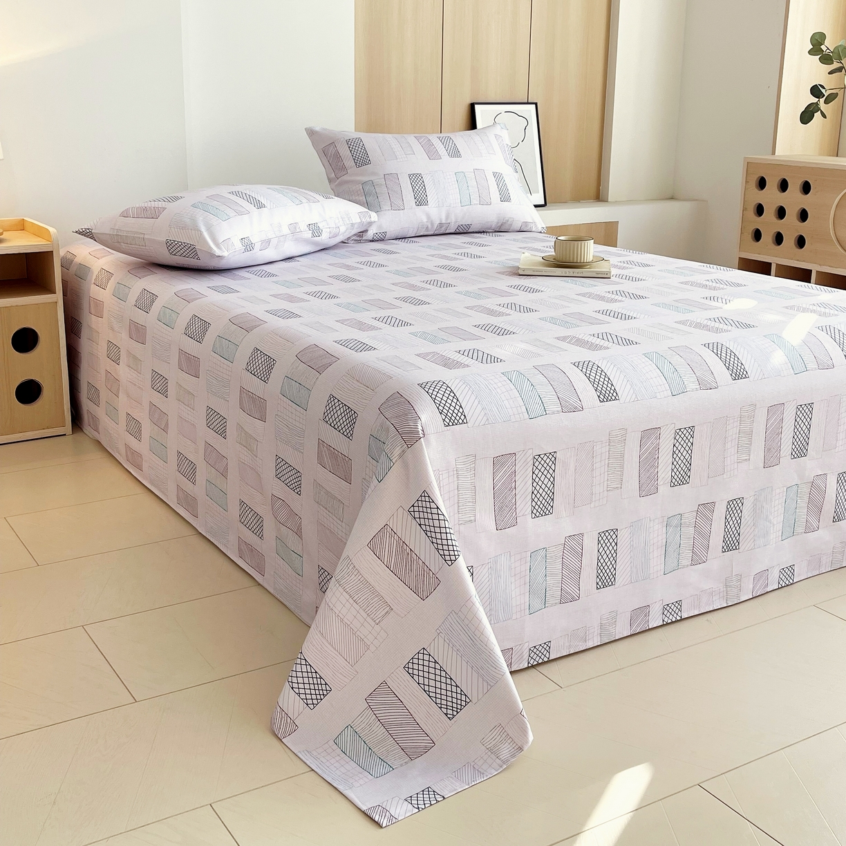 91家纺网 家纺一手货源 找家纺 爱彼家纺 2026年新款全棉老粗布加厚加密高克重凉席席子；单床单花型更好卖，床单三件套 回心转意