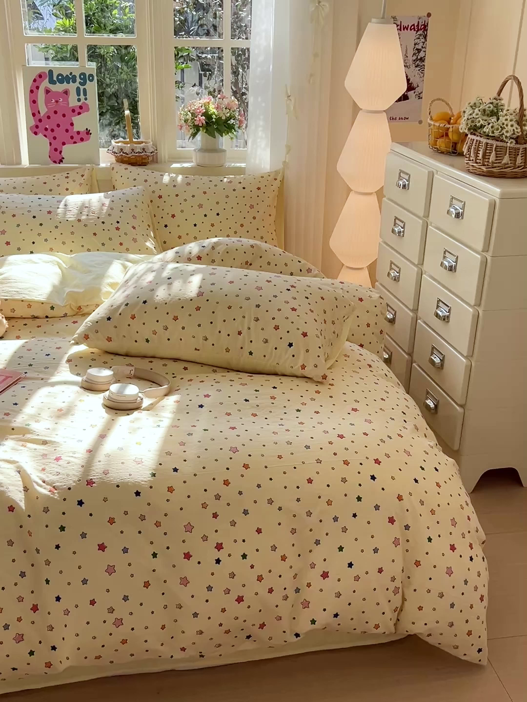 91家纺网 家纺一手货源 找家纺 水木坊 2026春夏新款云感双层纱可爱系列四件套 繁星浅梦