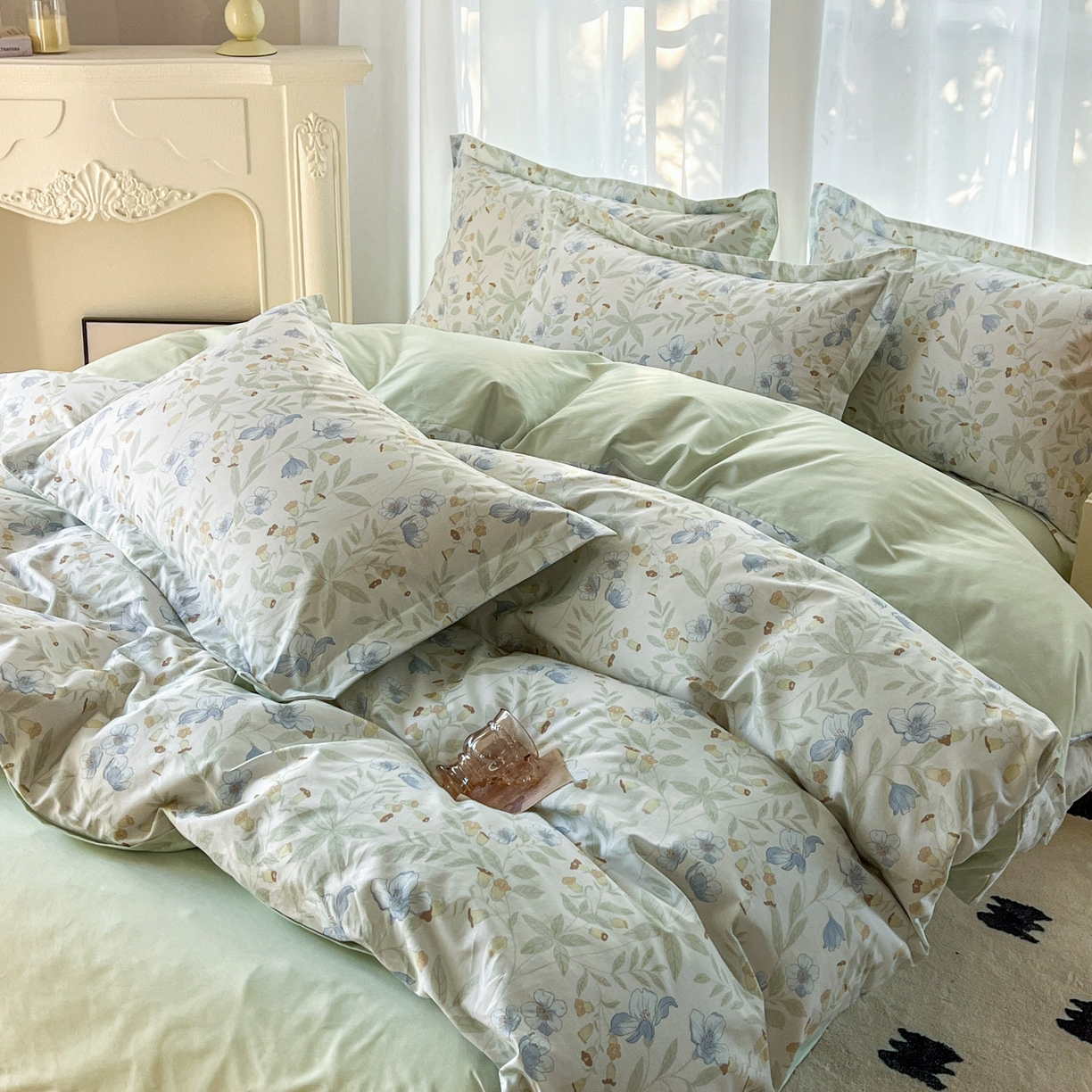 91家纺网 家纺一手货源 找家纺 典曼家纺 2026新款纯棉花卉系列全棉印花四件套 宛春-兰