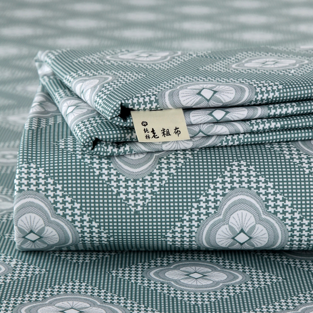 爱彼家纺 2026年新款全棉老粗布加厚加密高克重凉席席子；单床单花型更好卖，床单三件套 回字格