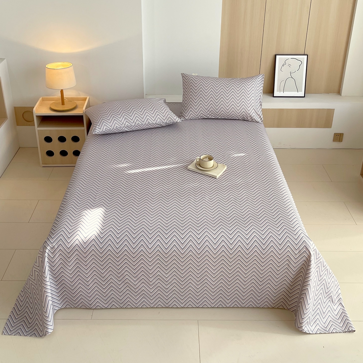 91家纺网 家纺一手货源 找家纺 爱彼家纺 2026年新款全棉老粗布加厚加密高克重凉席席子；单床单花型更好卖，床单三件套 格云