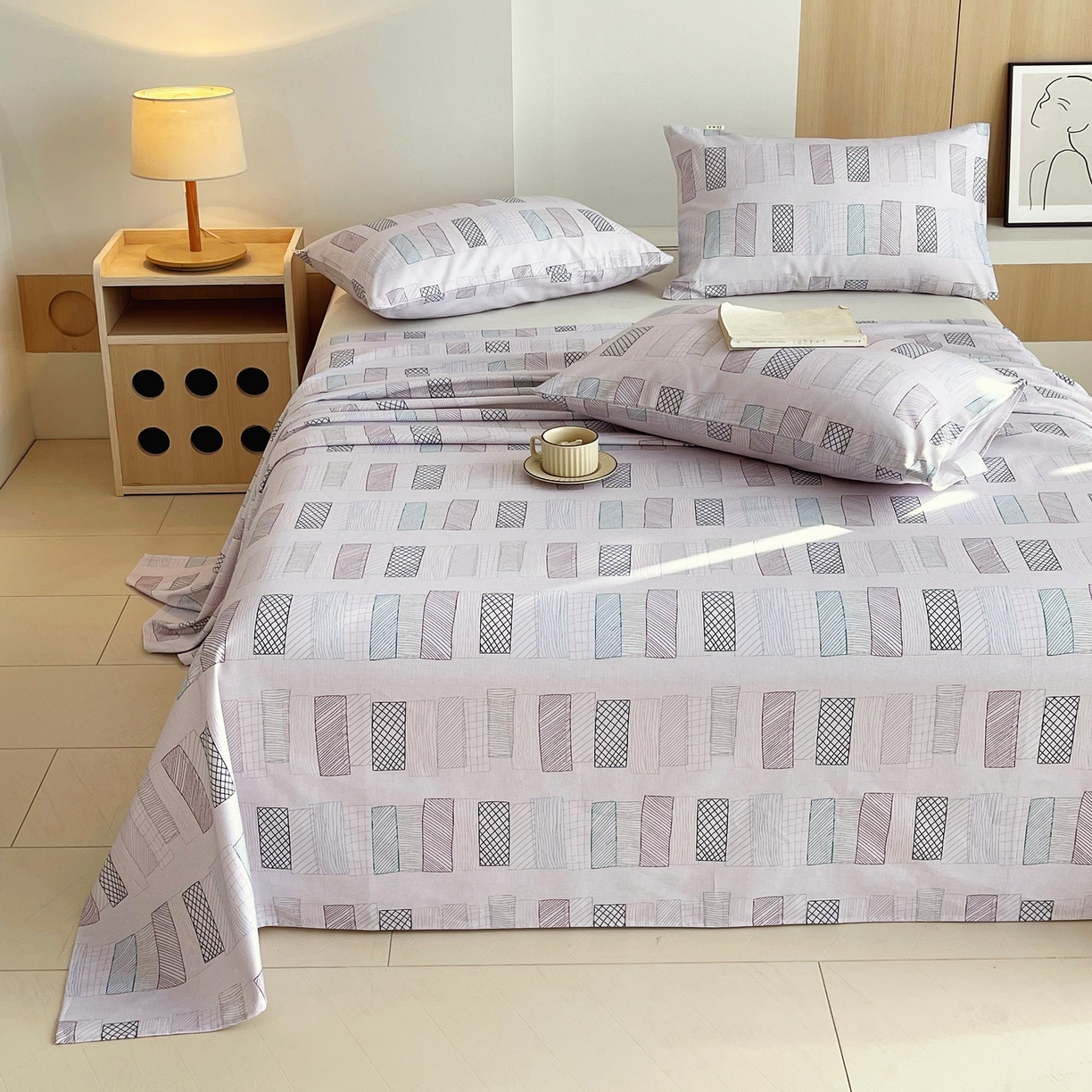 91家纺网 家纺一手货源 找家纺 爱彼家纺 2026年新款全棉老粗布加厚加密高克重凉席席子；单床单花型更好卖，床单三件套 回心转意