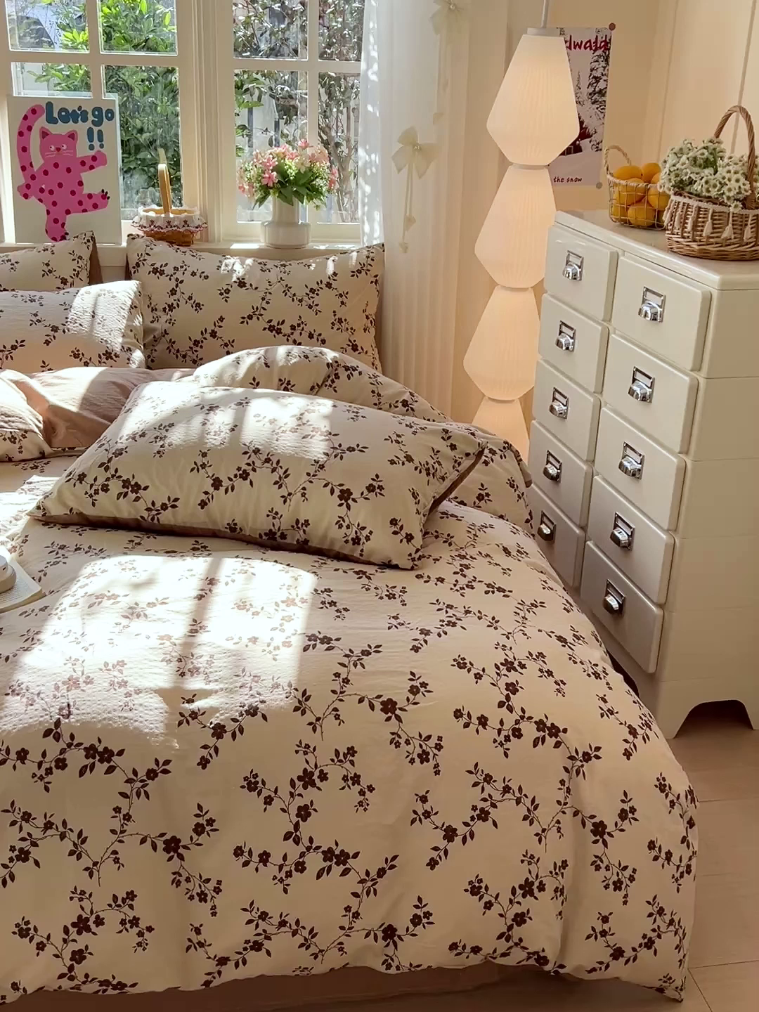 91家纺网 家纺一手货源 找家纺 水木坊 2026春夏新款云感双层纱可爱系列四件套 复古花语