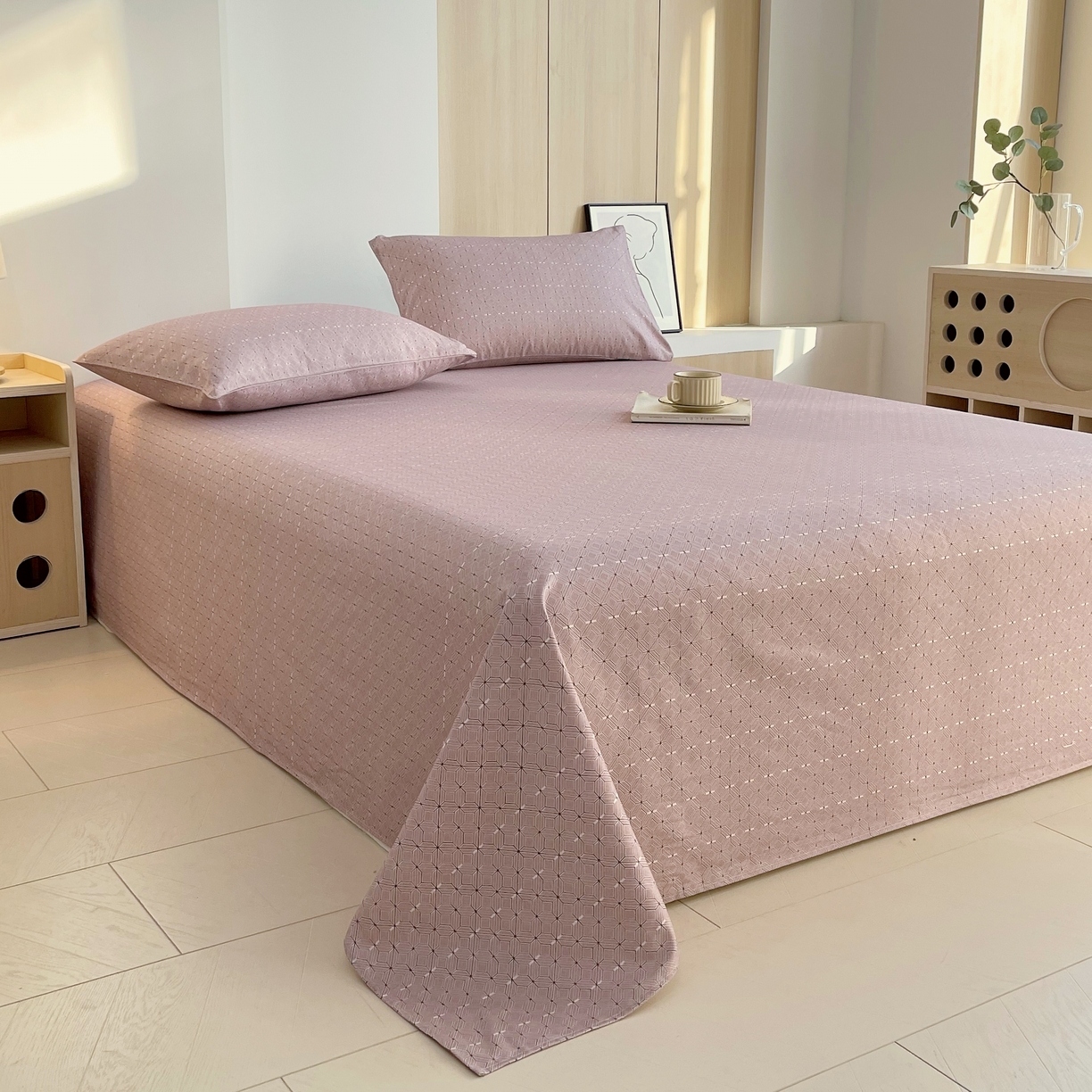 91家纺网 家纺一手货源 找家纺 爱彼家纺 2026年新款全棉老粗布加厚加密高克重凉席席子；单床单花型更好卖，床单三件套 苪贝卡