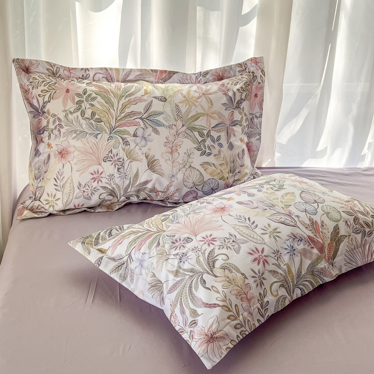 91家纺网 家纺一手货源 找家纺 典曼家纺 2026新款纯棉花卉系列全棉印花四件套 晚柠-紫