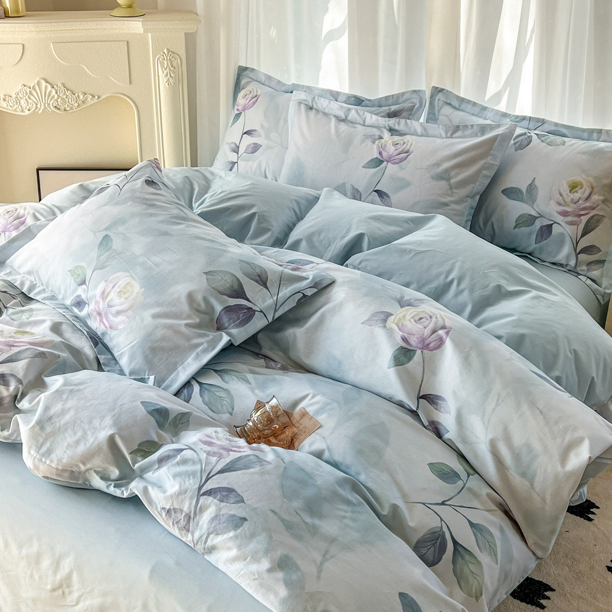 91家纺网 家纺一手货源 找家纺 典曼家纺 2026新款纯棉花卉系列全棉印花四件套 秀颜-兰