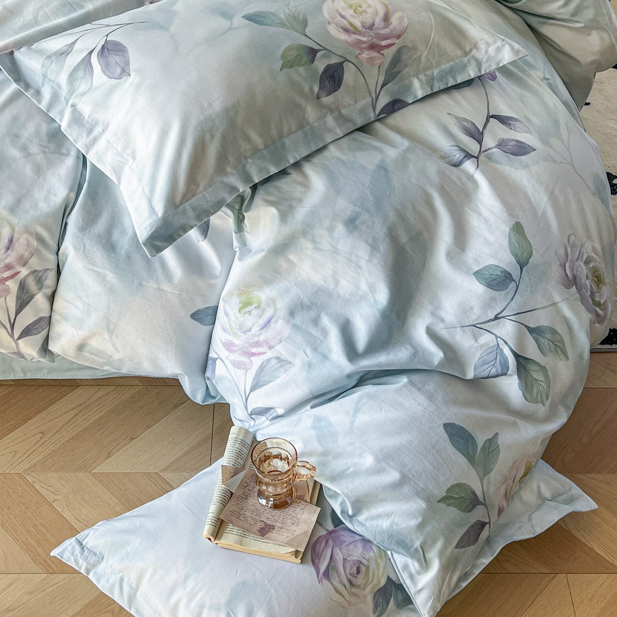 91家纺网 家纺一手货源 找家纺 典曼家纺 2026新款纯棉花卉系列全棉印花四件套 秀颜-兰