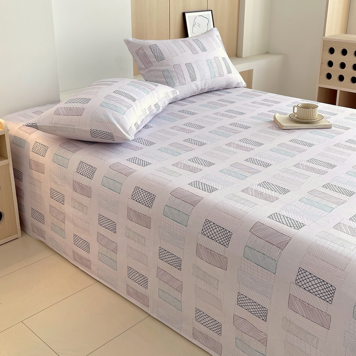 91家纺网 家纺一手货源 找家纺 爱彼家纺 2026年新款全棉老粗布加厚加密高克重凉席席子；单床单花型更好卖，床单三件套 回心转意