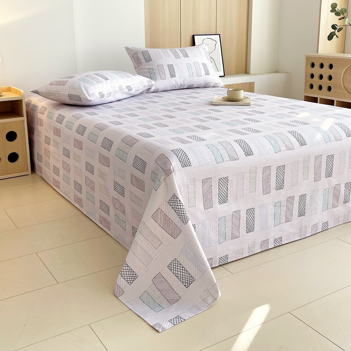 91家纺网 家纺一手货源 找家纺 爱彼家纺 2026年新款全棉老粗布加厚加密高克重凉席席子；单床单花型更好卖，床单三件套 回心转意