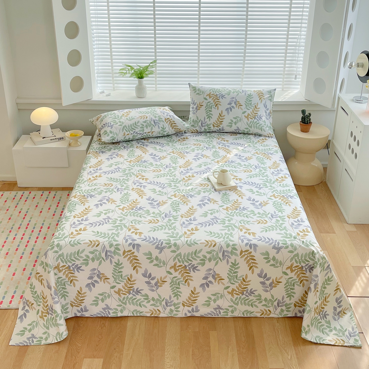 91家纺网 家纺一手货源 找家纺 爱彼家纺 2026年新款全棉老粗布加厚加密高克重凉席席子；单床单花型更好卖，床单三件套 绿风铃