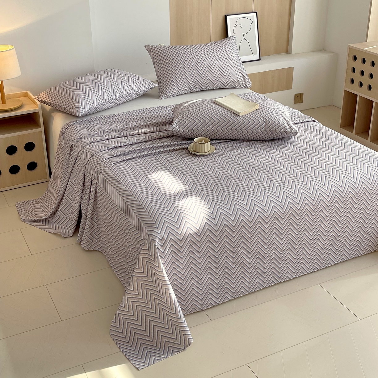 91家纺网 家纺一手货源 找家纺 爱彼家纺 2026年新款全棉老粗布加厚加密高克重凉席席子；单床单花型更好卖，床单三件套 格云