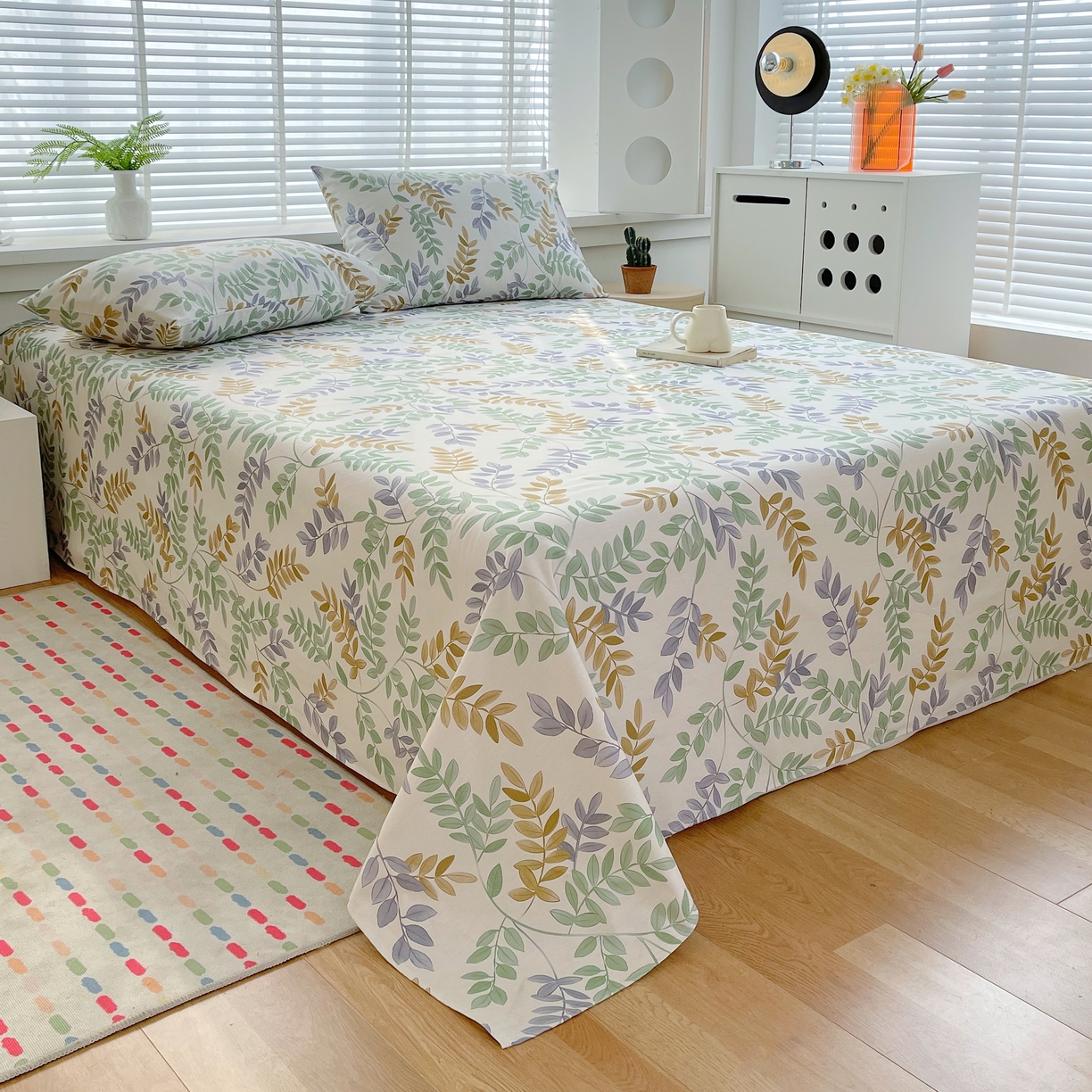 91家纺网 家纺一手货源 找家纺 爱彼家纺 2026年新款全棉老粗布加厚加密高克重凉席席子；单床单花型更好卖，床单三件套 绿风铃