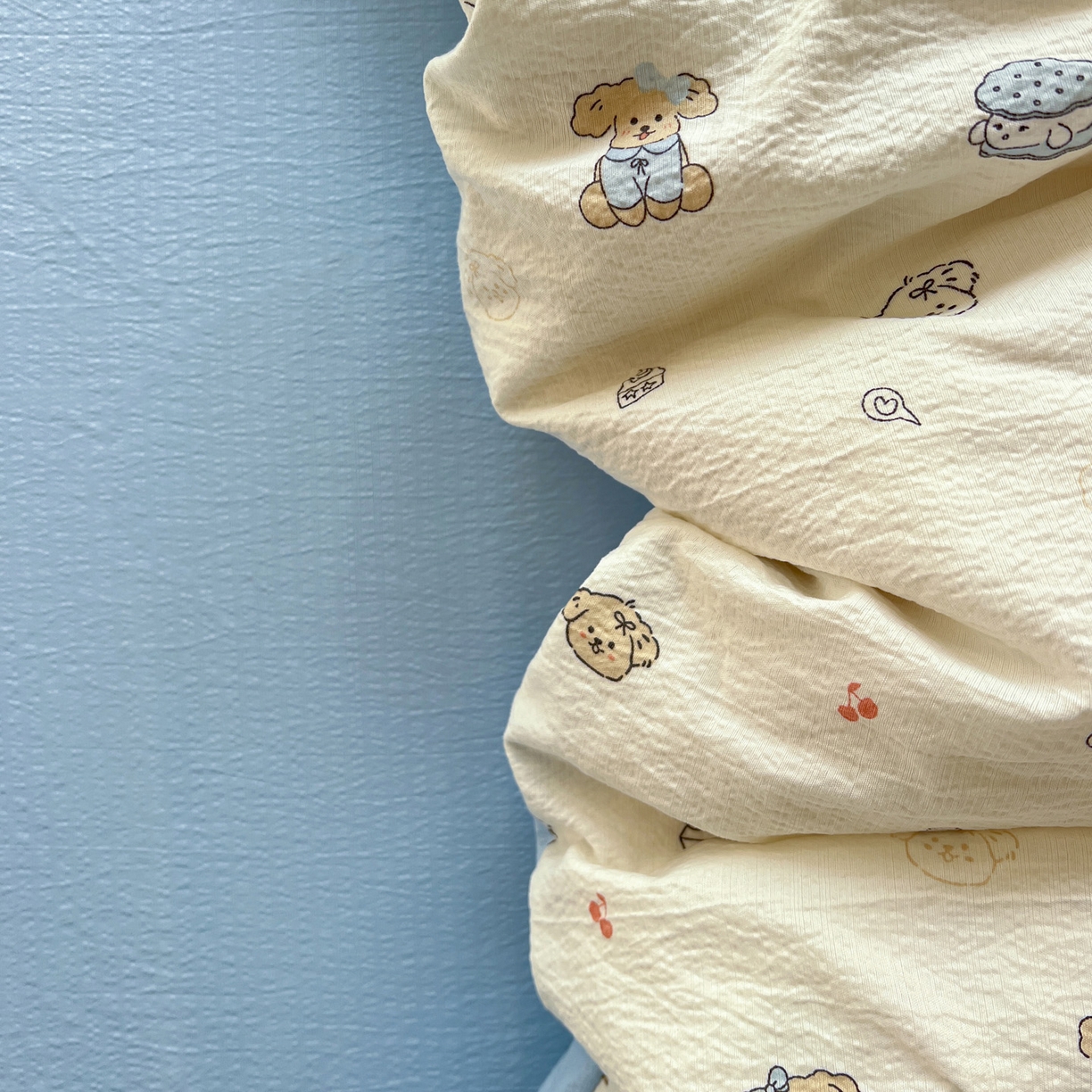 91家纺网 家纺一手货源 找家纺 水木坊 2026春夏新款云感双层纱可爱系列四件套 可可甜心派