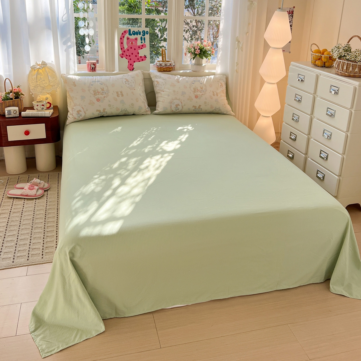 91家纺网 家纺一手货源 找家纺 水木坊 2026春夏新款云感双层纱可爱系列四件套 梦境小兔