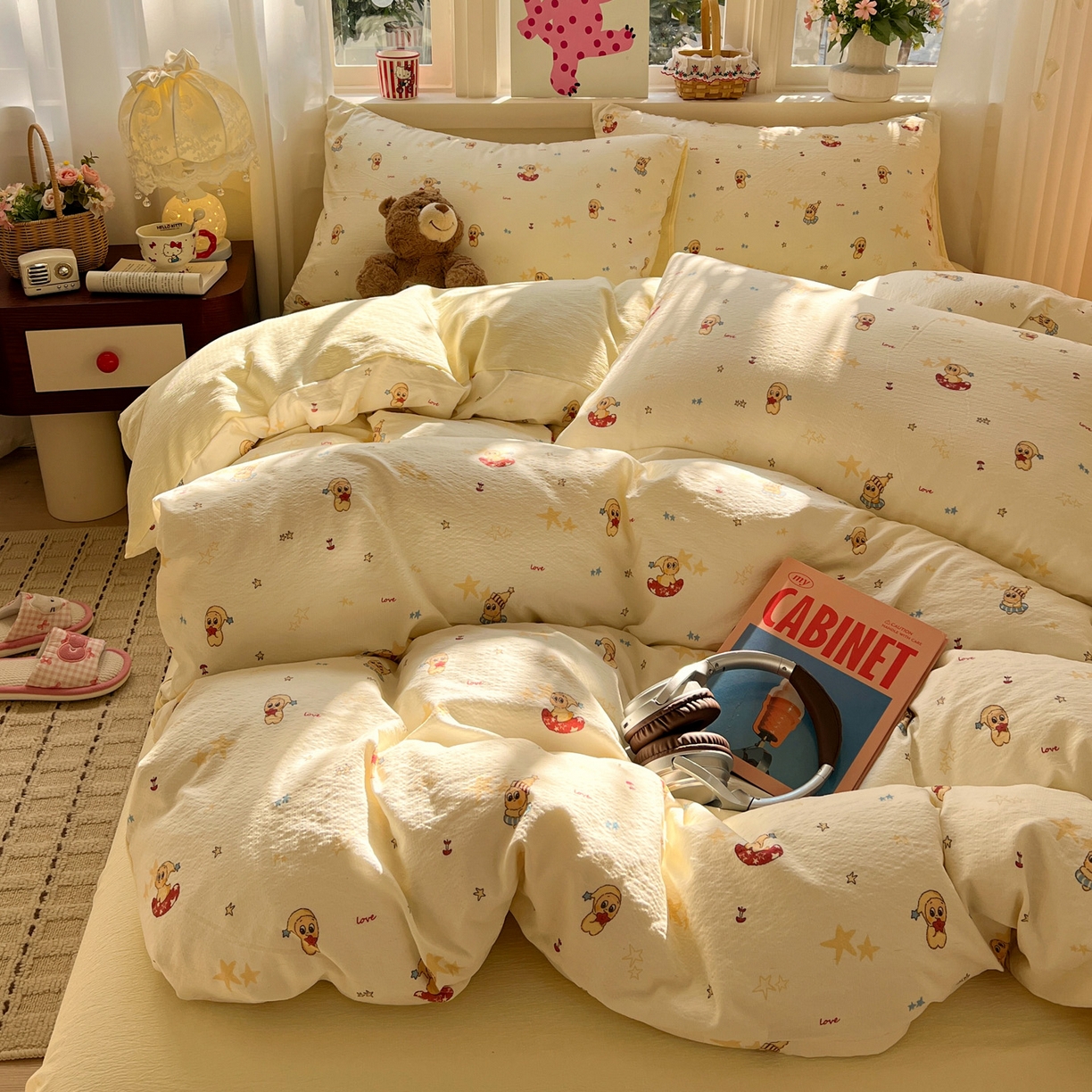 水木坊 2026春夏新款云感双层纱可爱系列四件套 奶油星星人