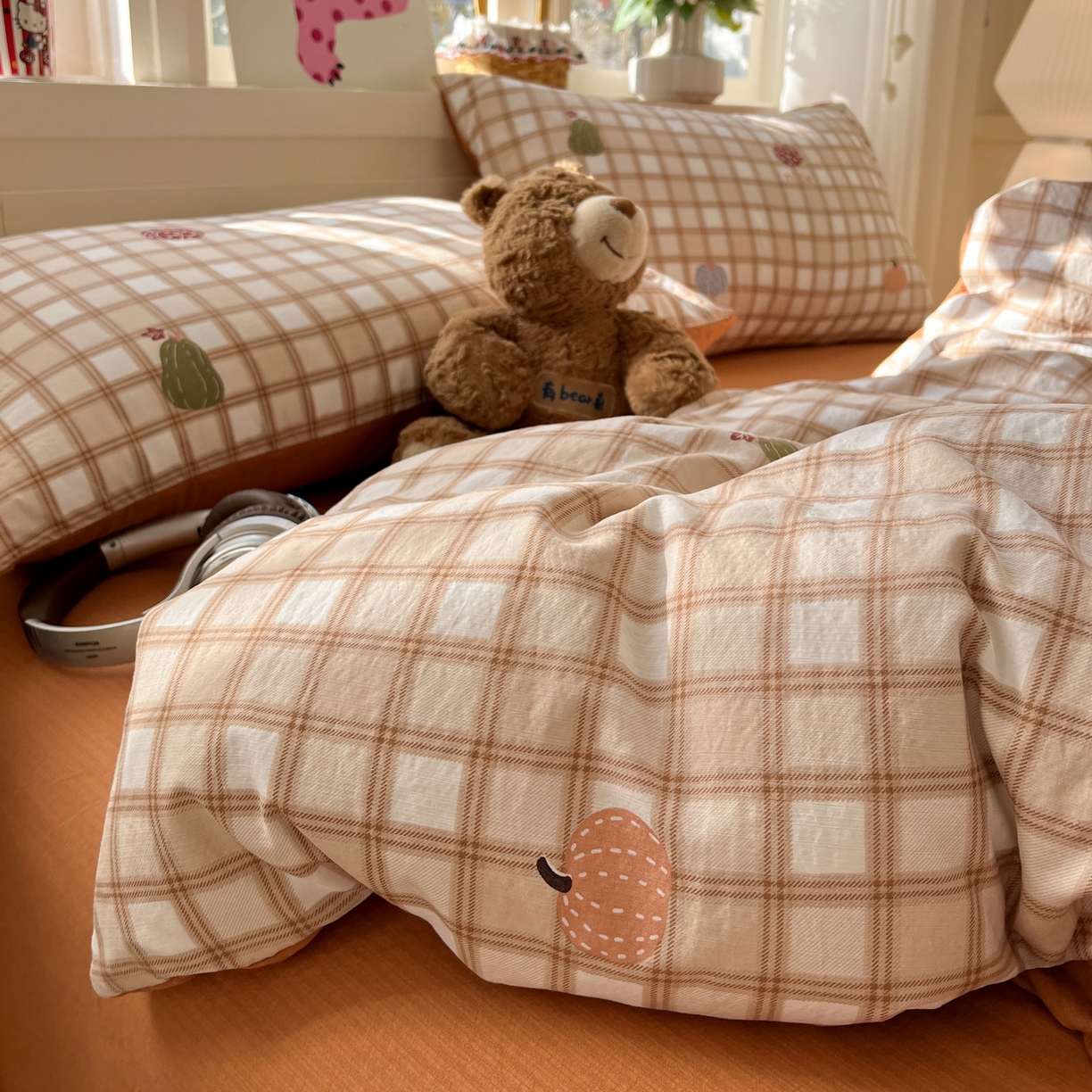 91家纺网 家纺一手货源 找家纺 水木坊 2026春夏新款云感双层纱可爱系列四件套 小南瓜