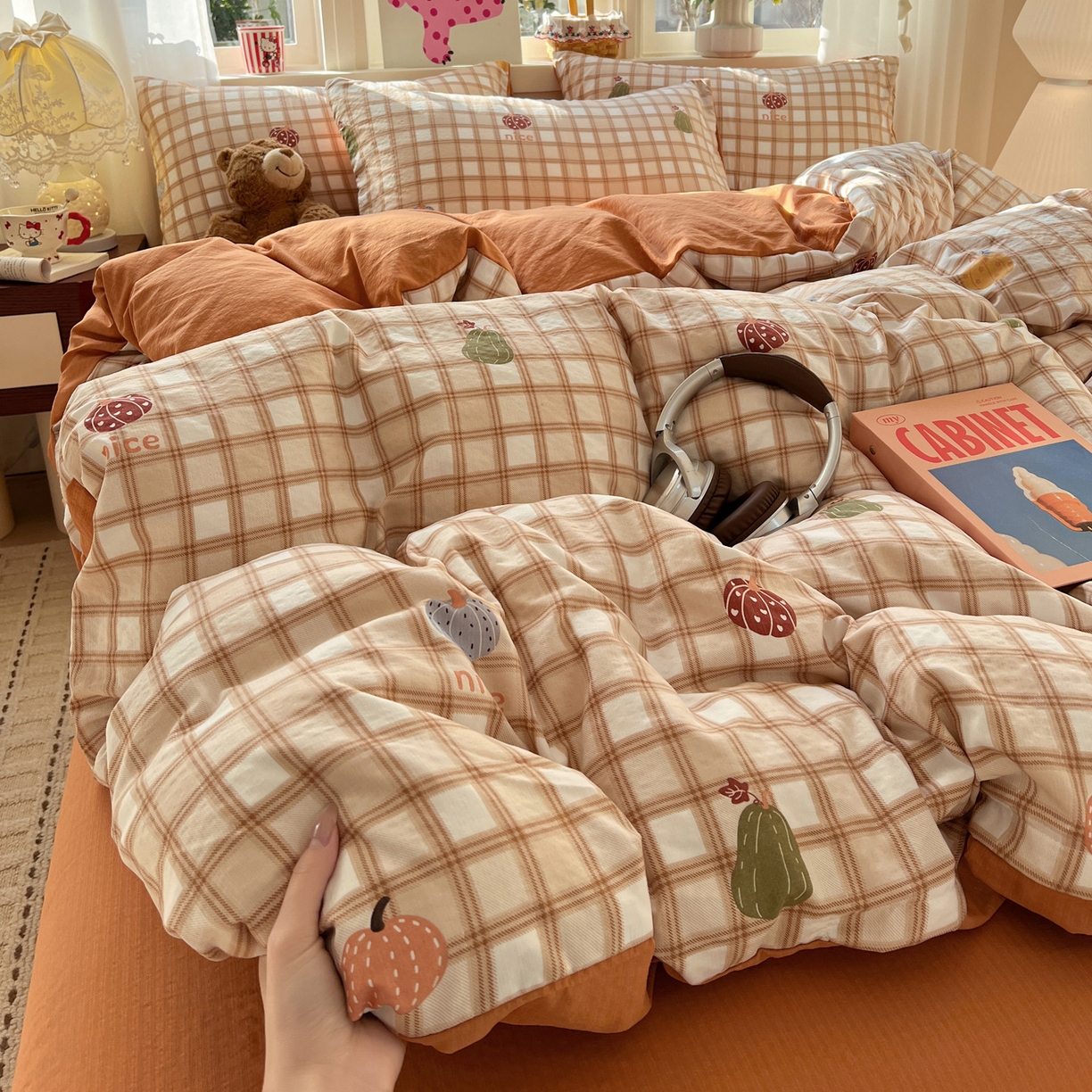 91家纺网 家纺一手货源 找家纺 水木坊 2026春夏新款云感双层纱可爱系列四件套 小南瓜