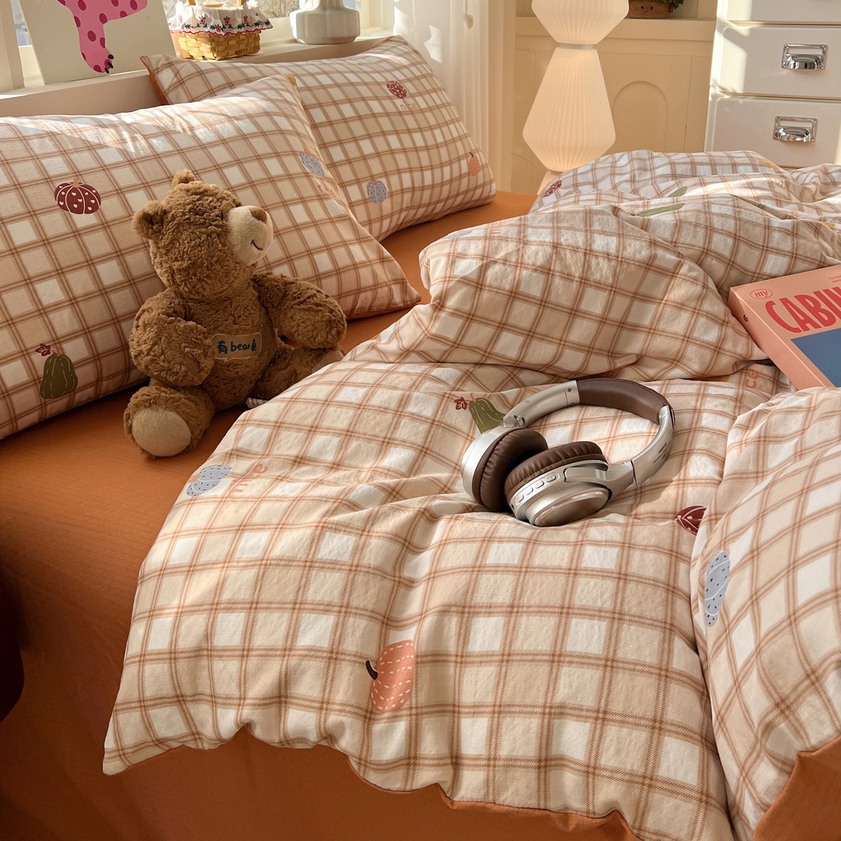 91家纺网 家纺一手货源 找家纺 水木坊 2026春夏新款云感双层纱可爱系列四件套 小南瓜