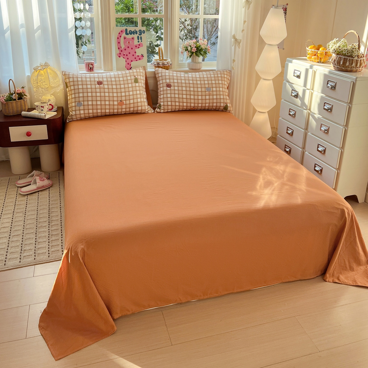 91家纺网 家纺一手货源 找家纺 水木坊 2026春夏新款云感双层纱可爱系列四件套 小南瓜