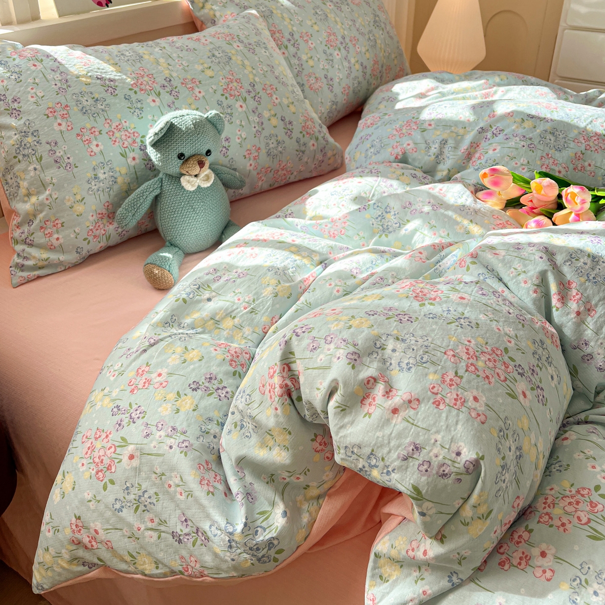 91家纺网 家纺一手货源 找家纺 水木坊 2026春夏新款云感双层纱可爱系列四件套 薰衣草的诗