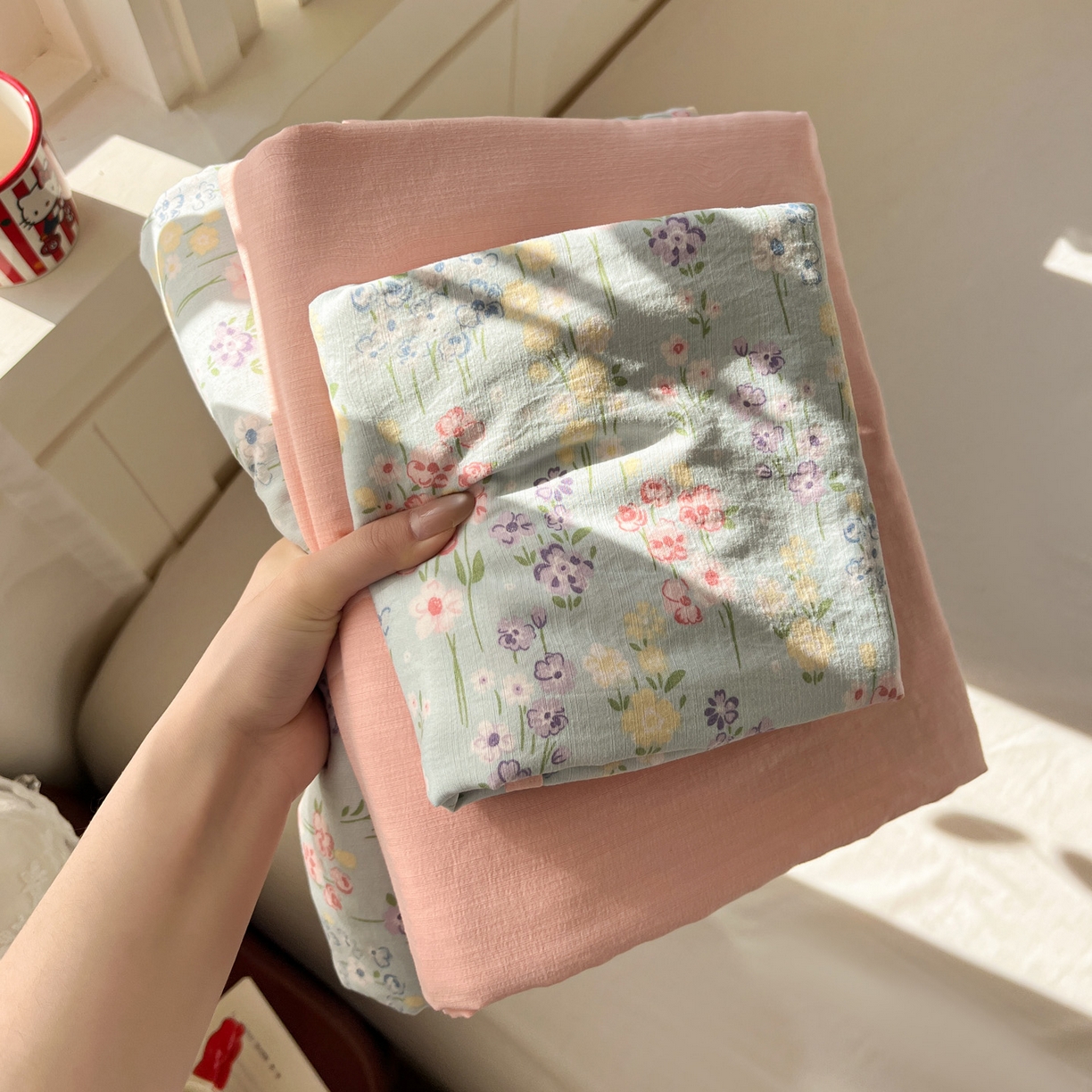 91家纺网 家纺一手货源 找家纺 水木坊 2026春夏新款云感双层纱可爱系列四件套 薰衣草的诗