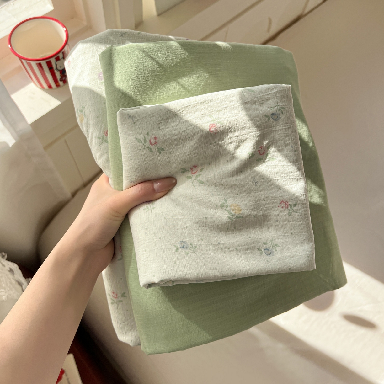 91家纺网 家纺一手货源 找家纺 水木坊 2026春夏新款云感双层纱可爱系列四件套 璎珞