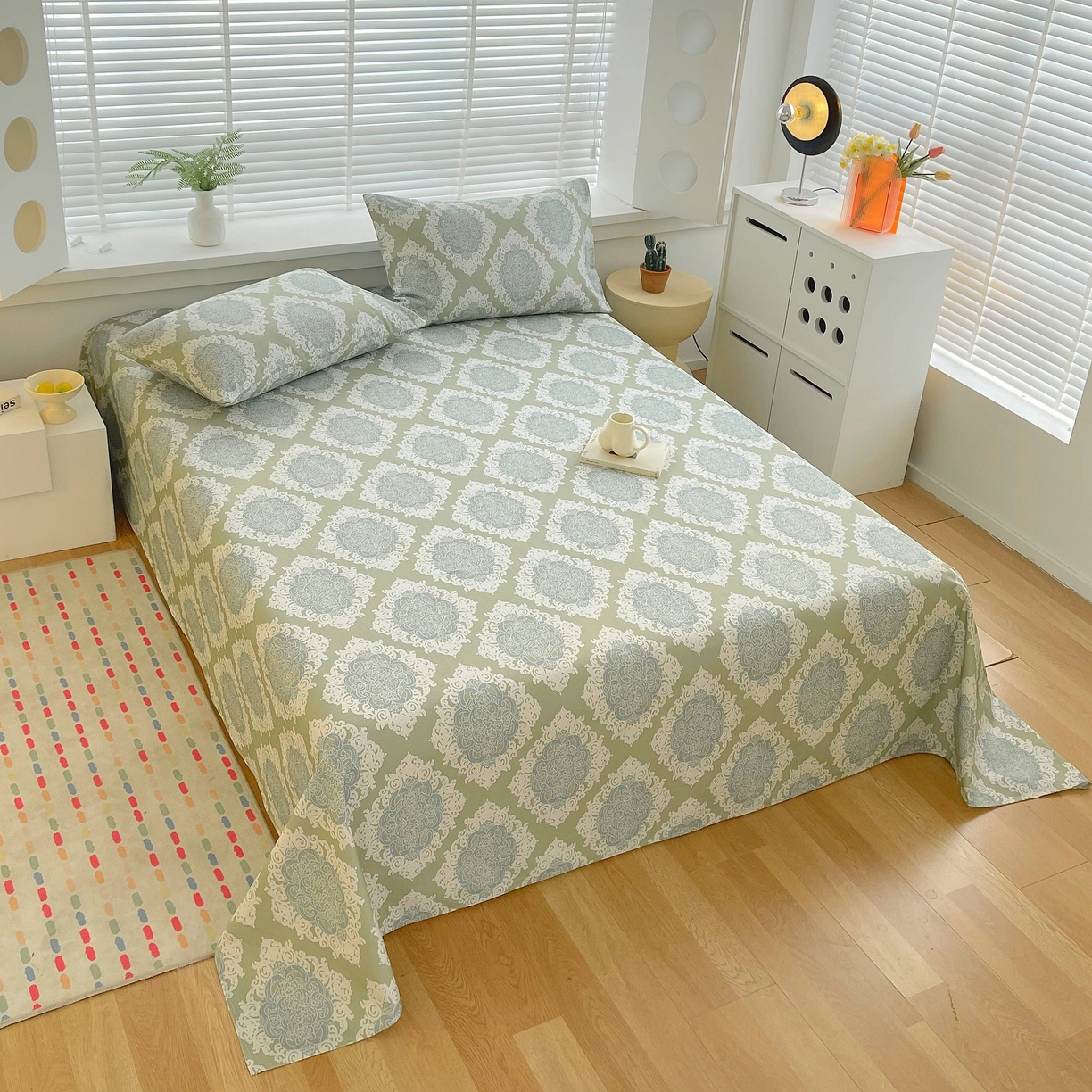 91家纺网 家纺一手货源 找家纺 爱彼家纺 2026新款A类全棉纯棉老粗布床单凉席席子床单三件套-系列二 欧式灰