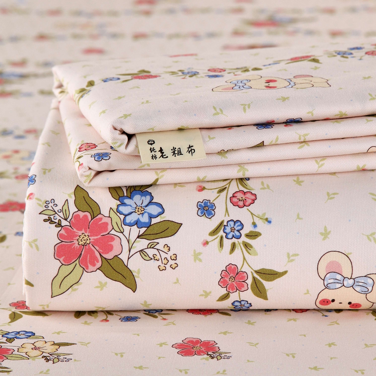 爱彼家纺 2026新款A类全棉纯棉老粗布床单凉席席子床单三件套-系列二 蔷薇