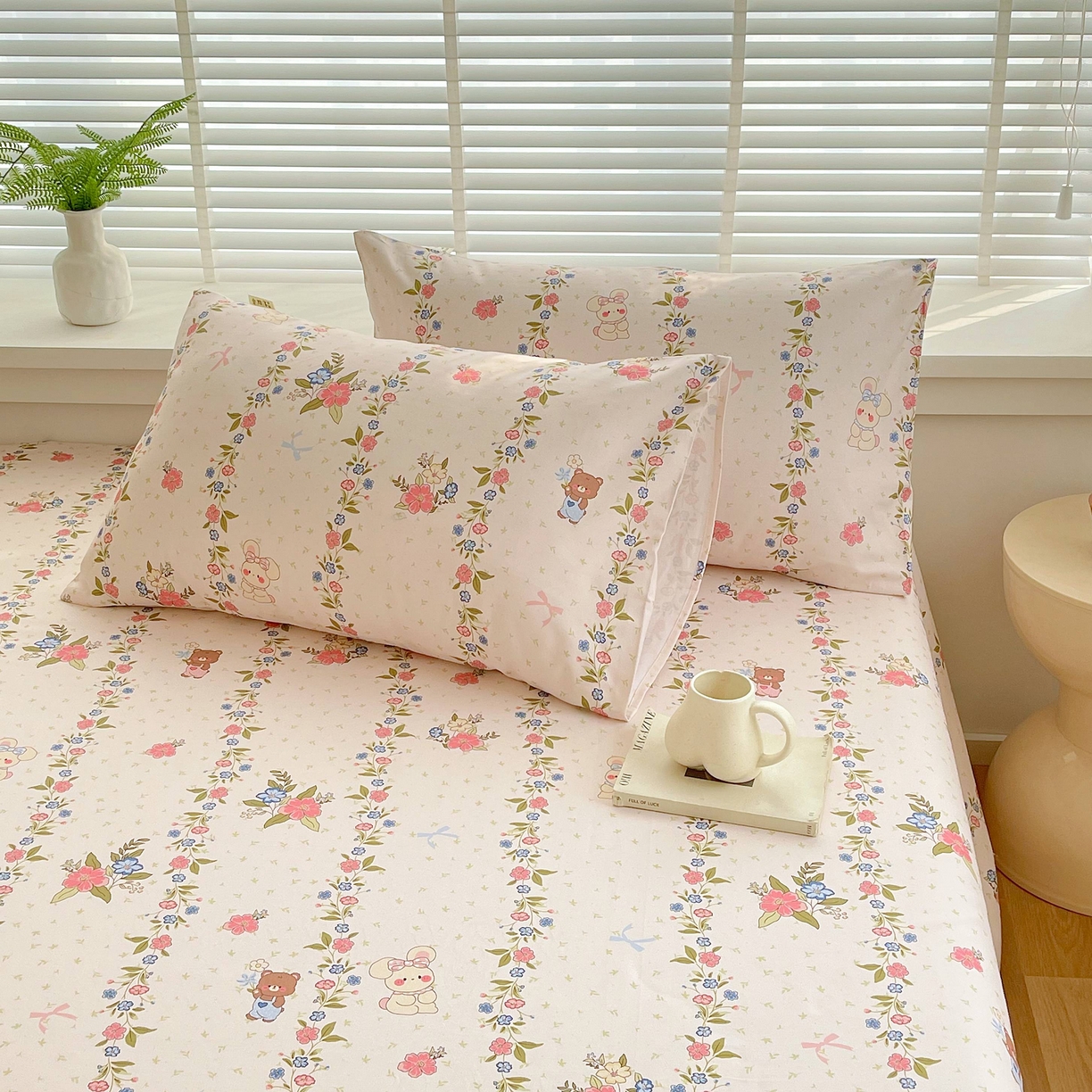 91家纺网 家纺一手货源 找家纺 爱彼家纺 2026新款A类全棉纯棉老粗布床单凉席席子床单三件套-系列二 蔷薇