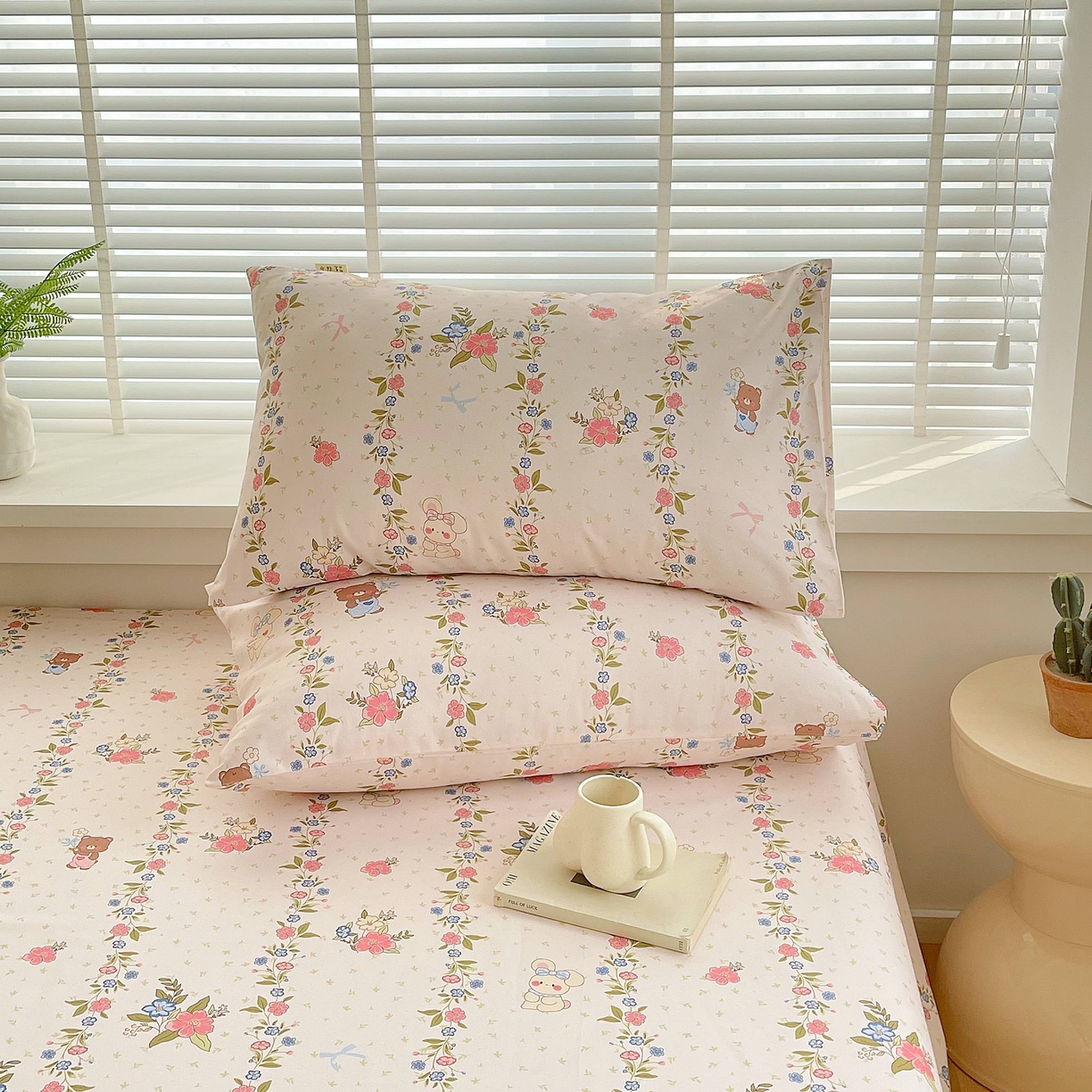 91家纺网 家纺一手货源 找家纺 爱彼家纺 2026新款A类全棉纯棉老粗布床单凉席席子床单三件套-系列二 蔷薇