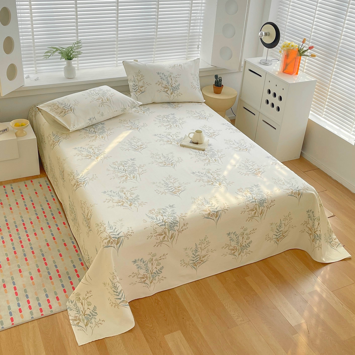 91家纺网 家纺一手货源 找家纺 爱彼家纺 2026新款A类全棉纯棉老粗布床单凉席席子床单三件套-系列二 情话