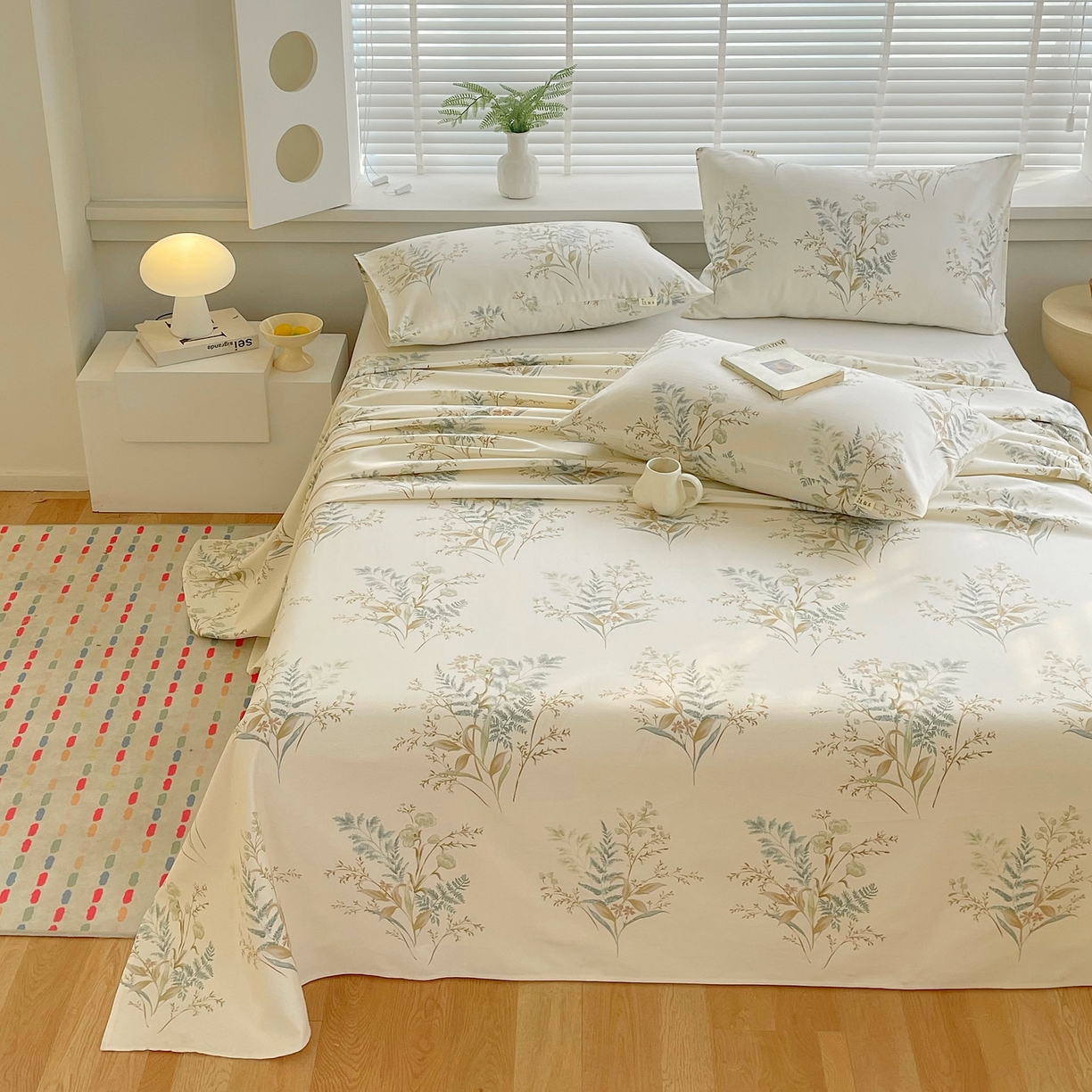 91家纺网 家纺一手货源 找家纺 爱彼家纺 2026新款A类全棉纯棉老粗布床单凉席席子床单三件套-系列二 情话