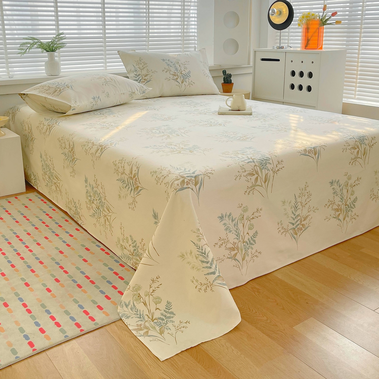 91家纺网 家纺一手货源 找家纺 爱彼家纺 2026新款A类全棉纯棉老粗布床单凉席席子床单三件套-系列二 情话