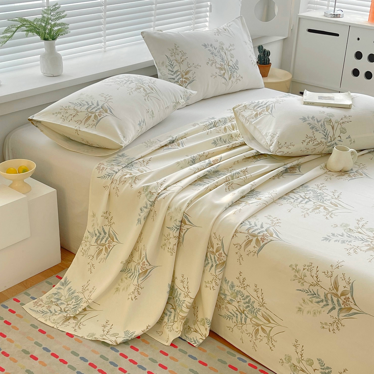 91家纺网 家纺一手货源 找家纺 爱彼家纺 2026新款A类全棉纯棉老粗布床单凉席席子床单三件套-系列二 情话