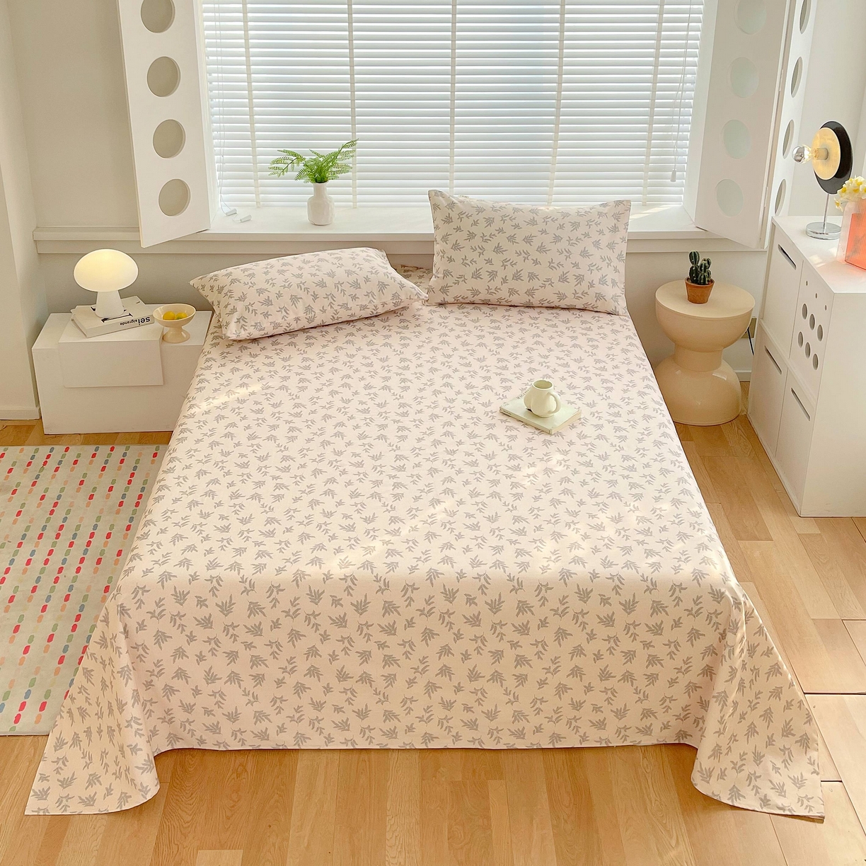 91家纺网 家纺一手货源 找家纺 爱彼家纺 2026新款A类全棉纯棉老粗布床单凉席席子床单三件套-系列二 深遂