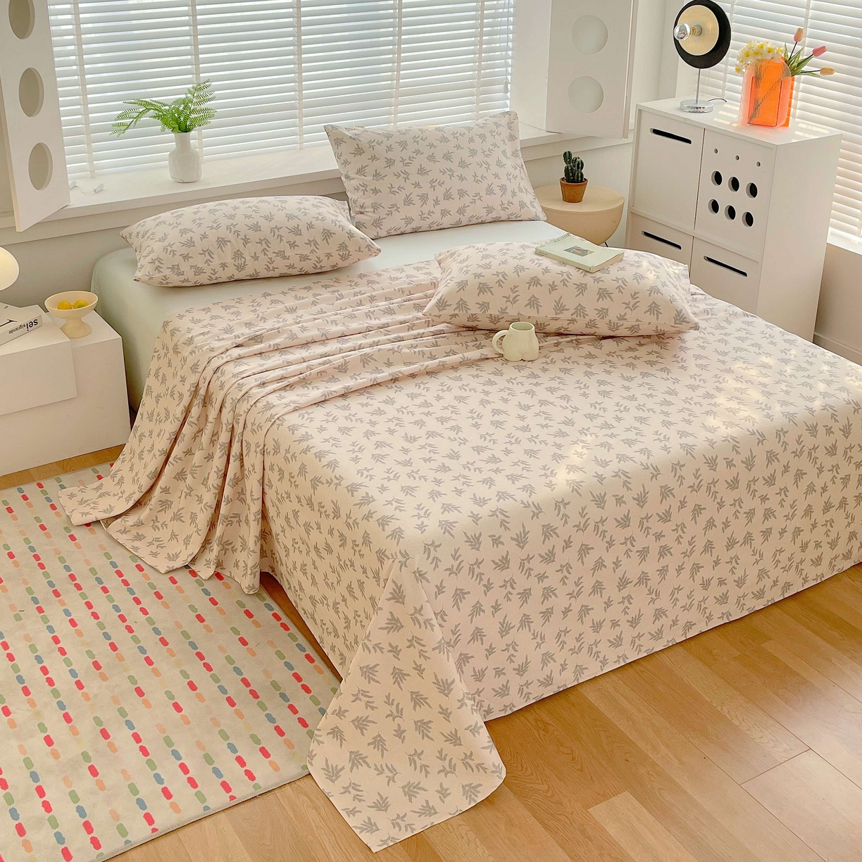 91家纺网 家纺一手货源 找家纺 爱彼家纺 2026新款A类全棉纯棉老粗布床单凉席席子床单三件套-系列二 深遂