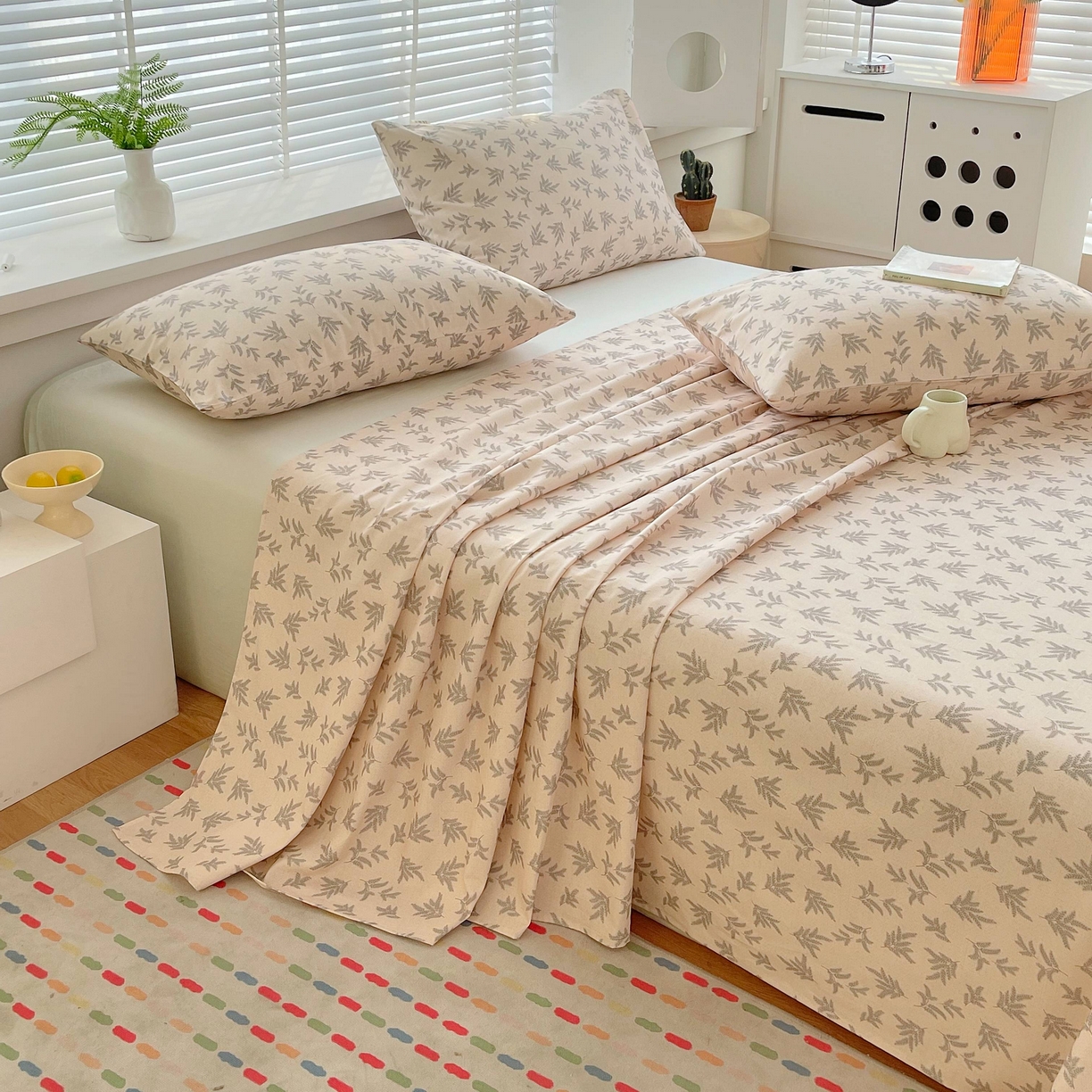 91家纺网 家纺一手货源 找家纺 爱彼家纺 2026新款A类全棉纯棉老粗布床单凉席席子床单三件套-系列二 深遂